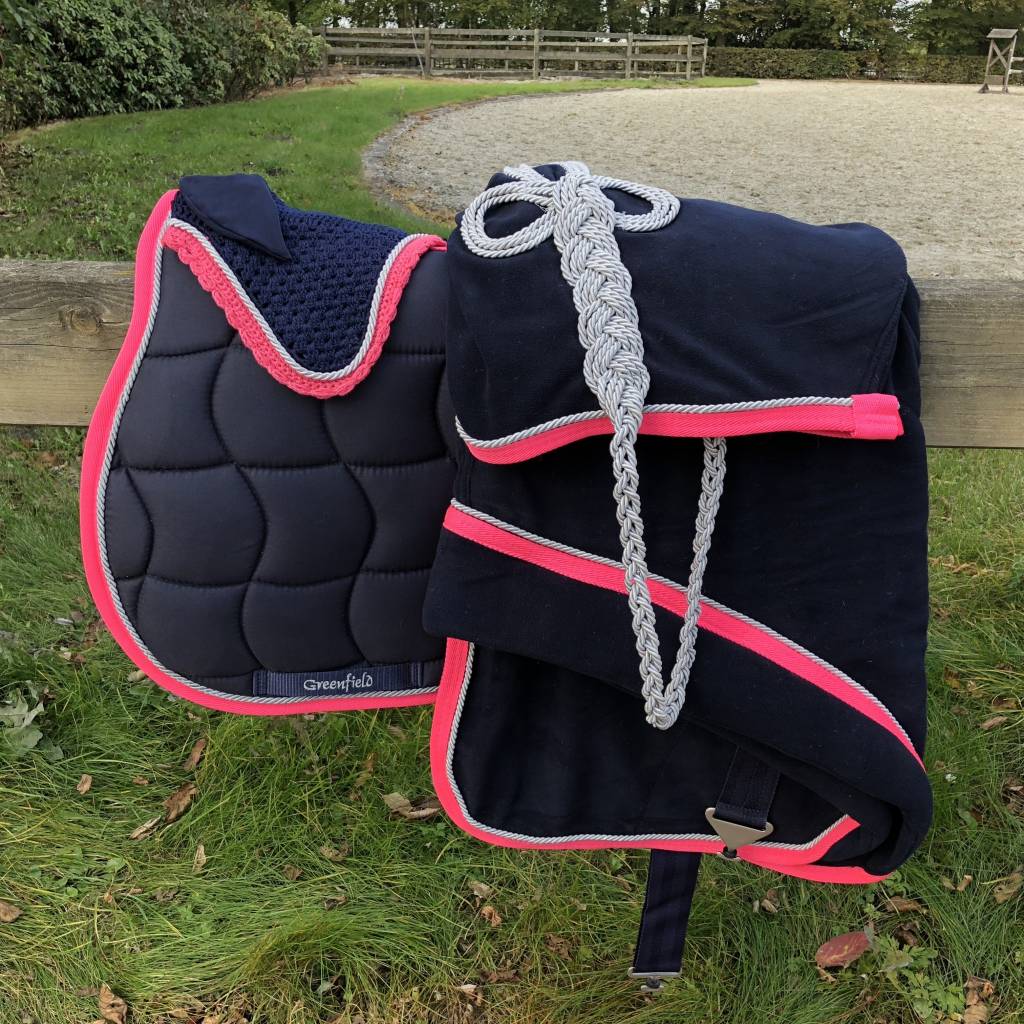 Chemise polaire poney - bleu marine/fushia-gris argent