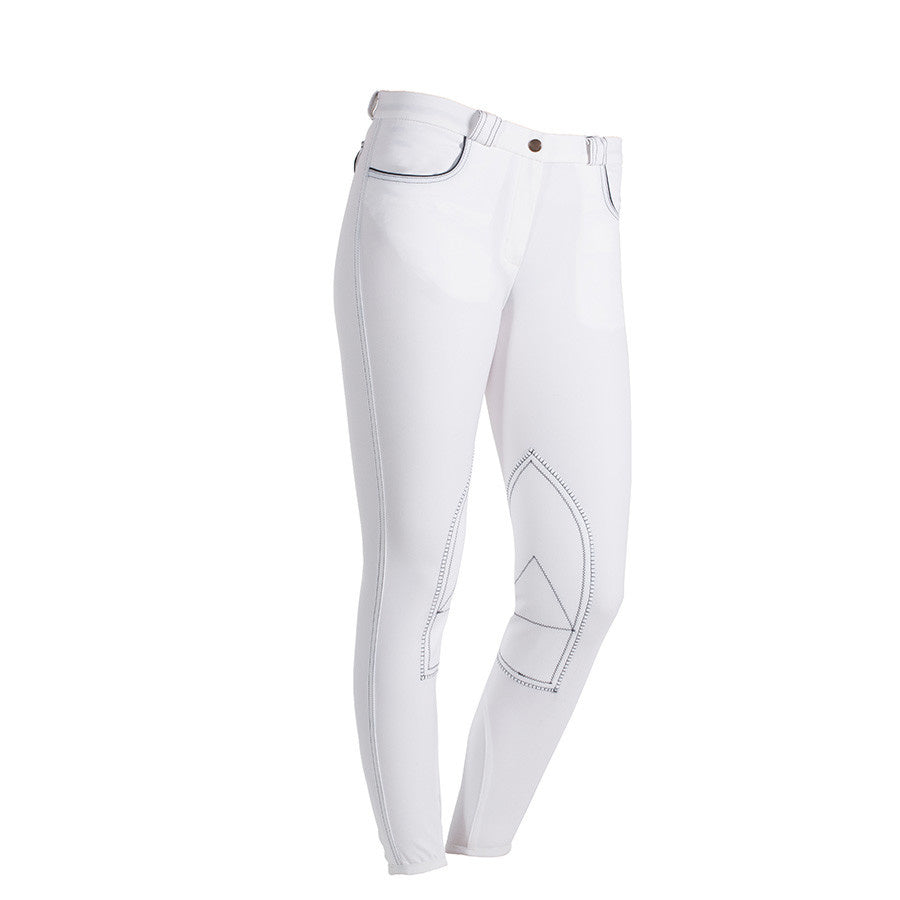 Rijbroek dames - wit met donkere stiksels