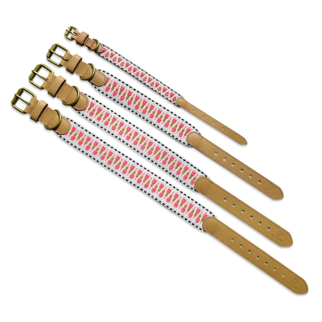 Hundehalsband - Rosa/Beige