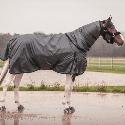 Turnout rug 400 gram - Black/grey