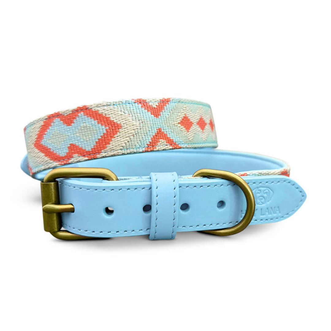 Dog collar - Coral/Blue