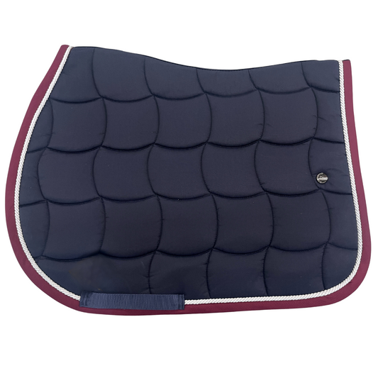 Tapis de selle Classic Poney - bleu marine/bordeaux - blanc