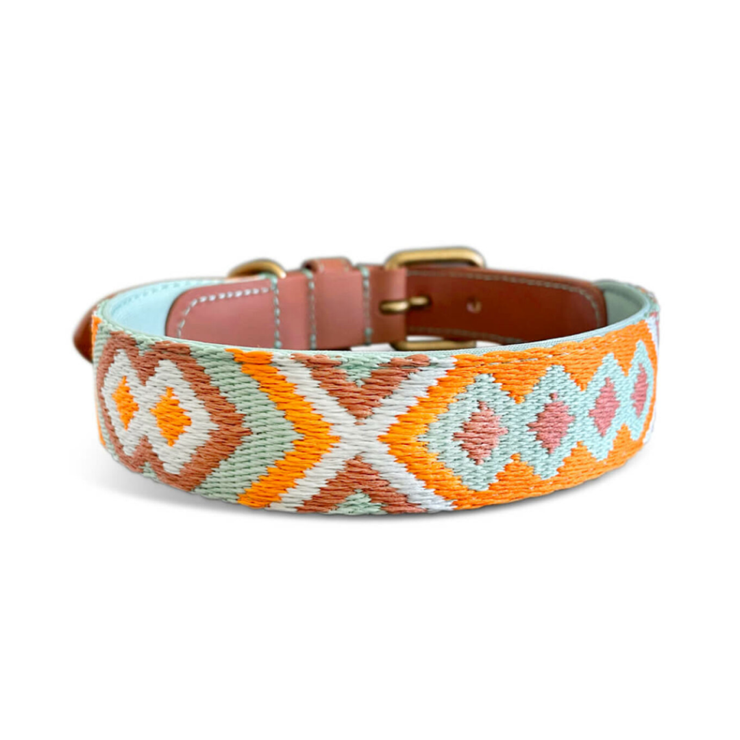 Dog collar - Mint/Orange