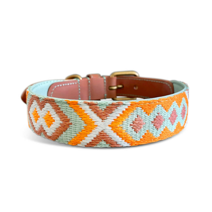 Dog collar - Mint/Orange