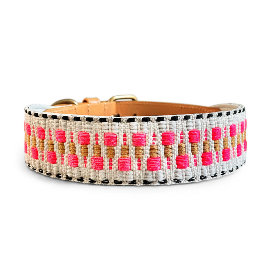 Dog collar - Pink/Beige