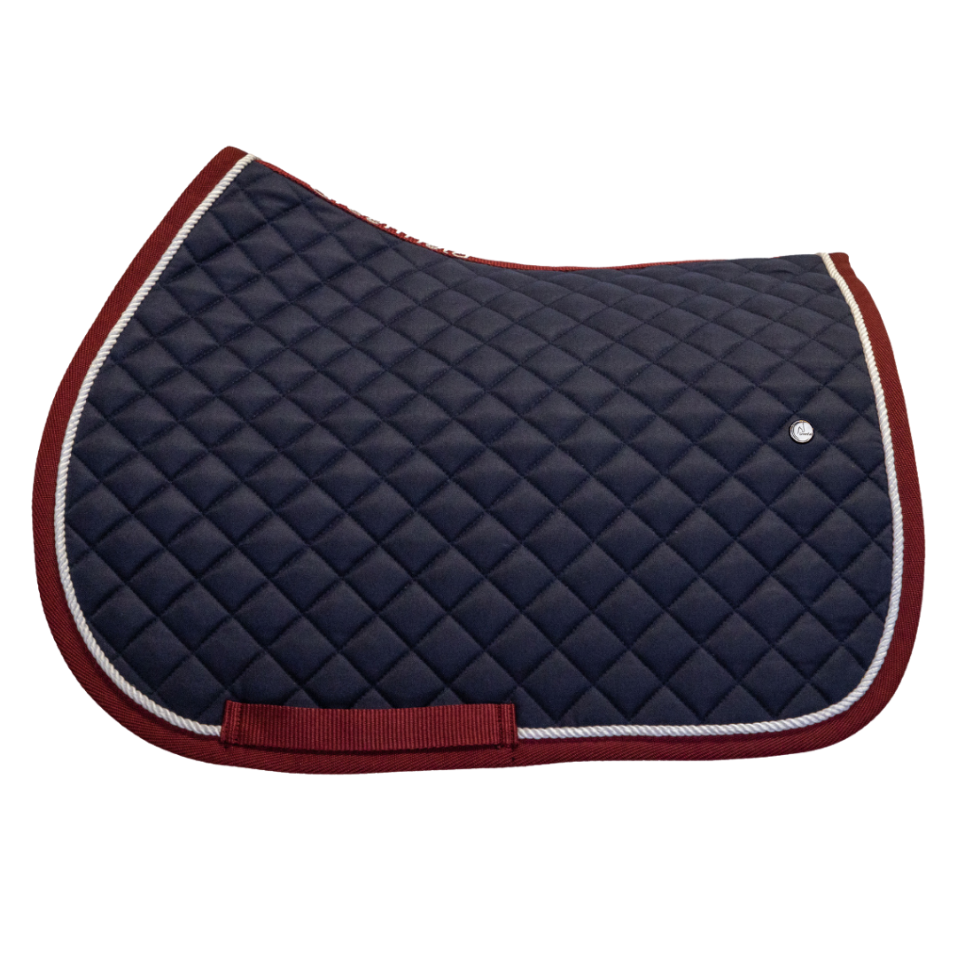 Tapis de selle cookie - bleu marine/bordeaux - blanc