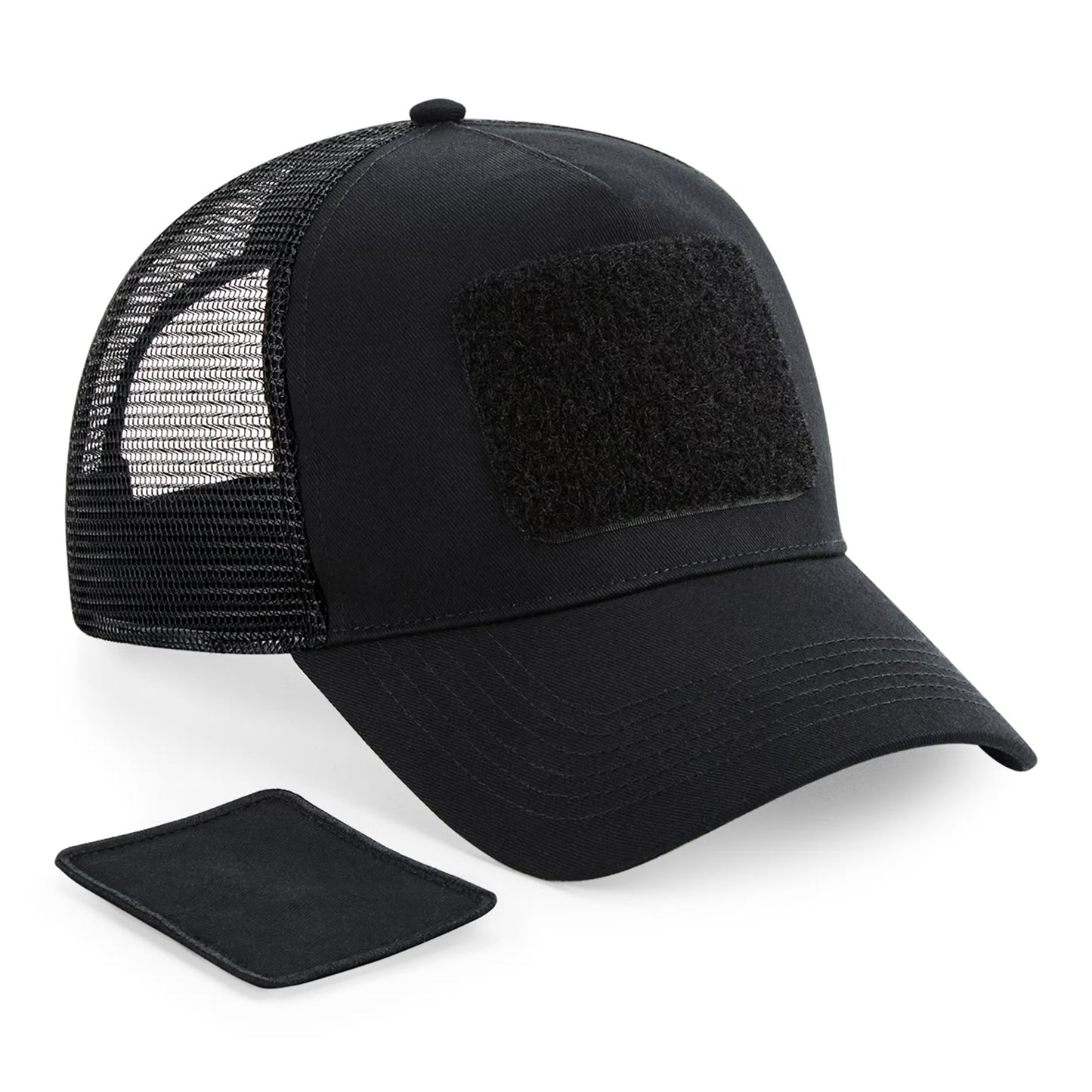 Mesh cap with removable patch
