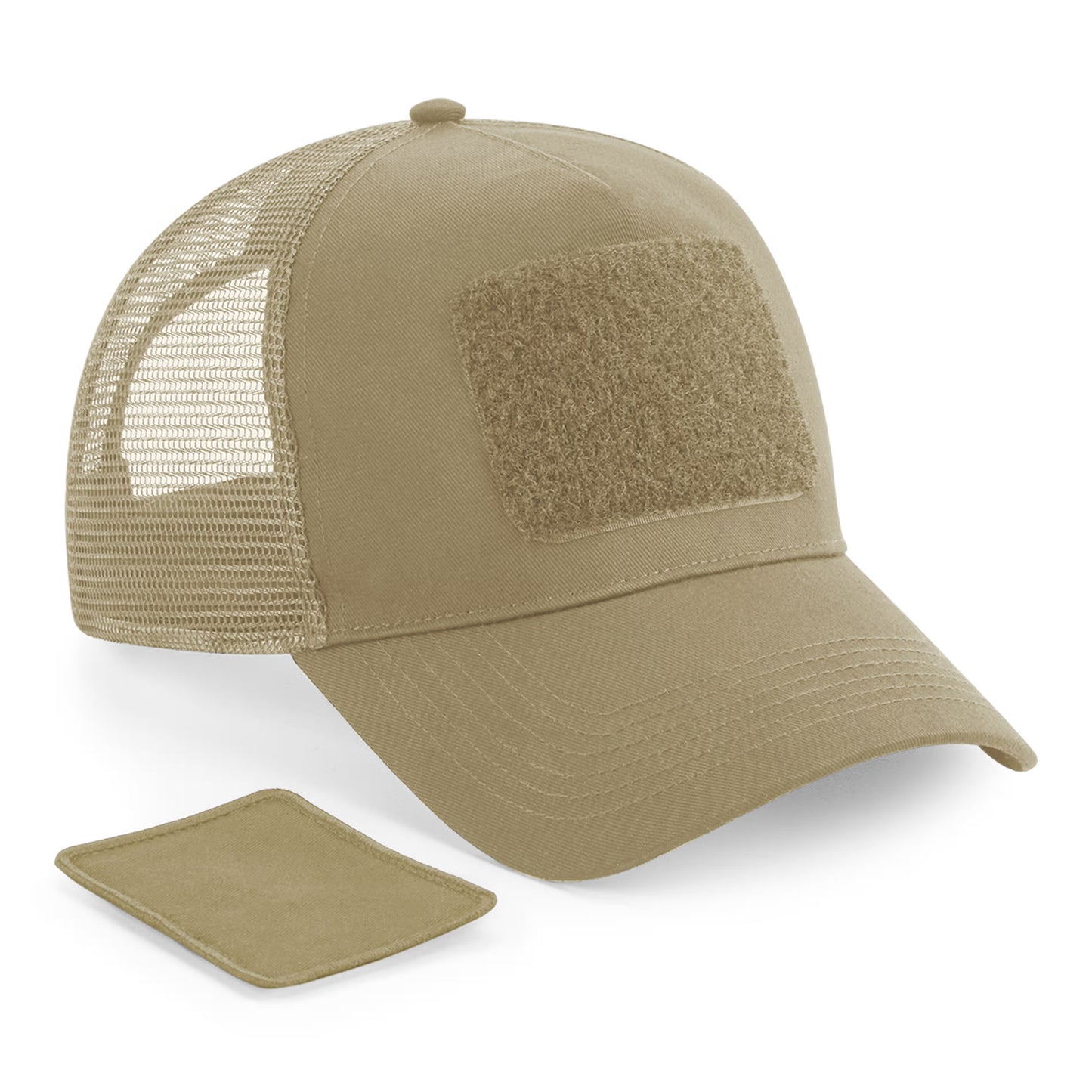 Mesh cap with removable patch