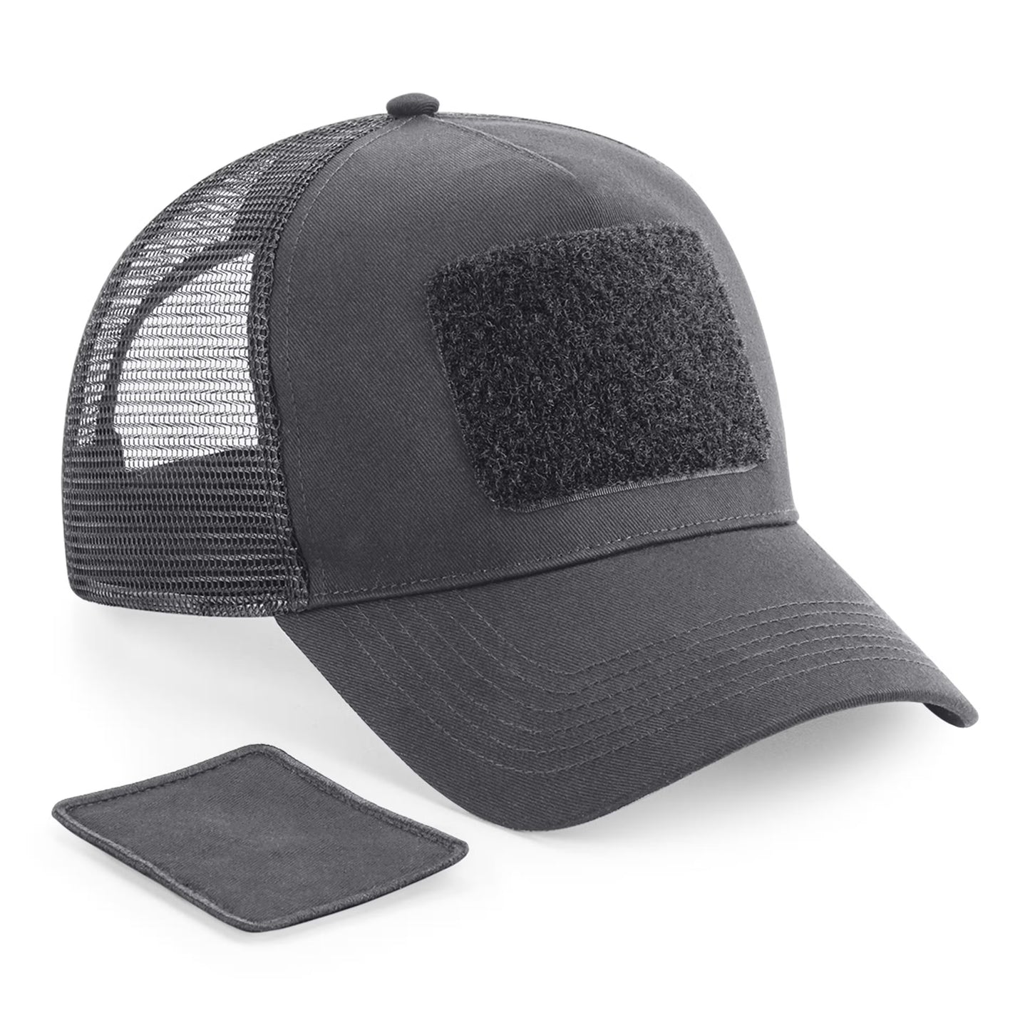 Mesh cap with removable patch
