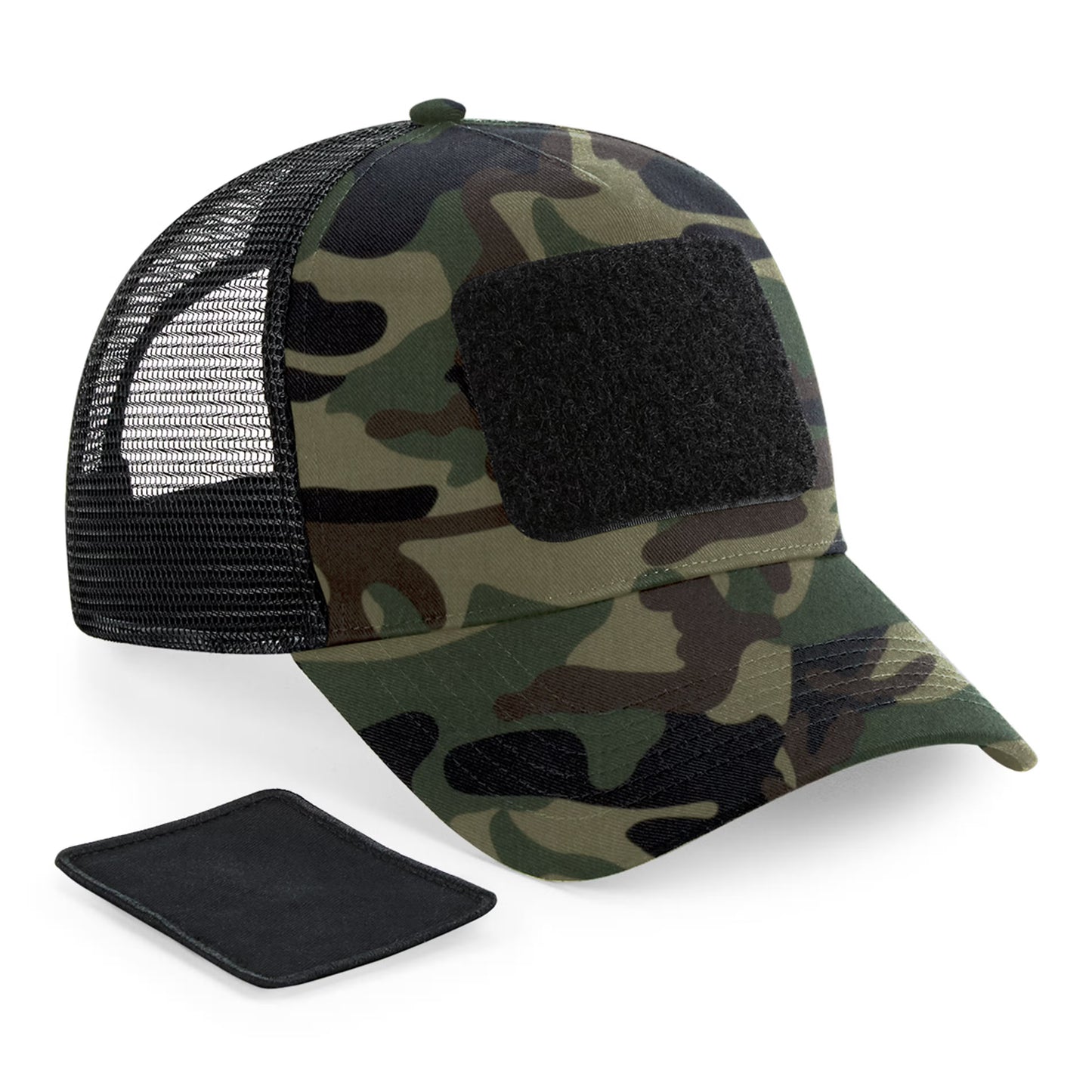 Mesh cap with removable patch