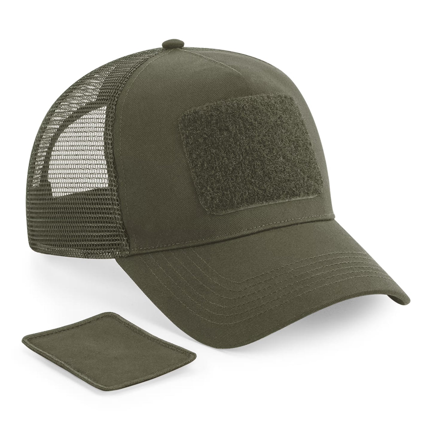 Mesh cap with removable patch