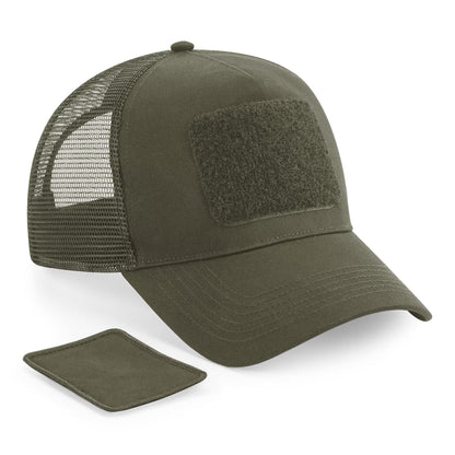 Mesh cap with removable patch