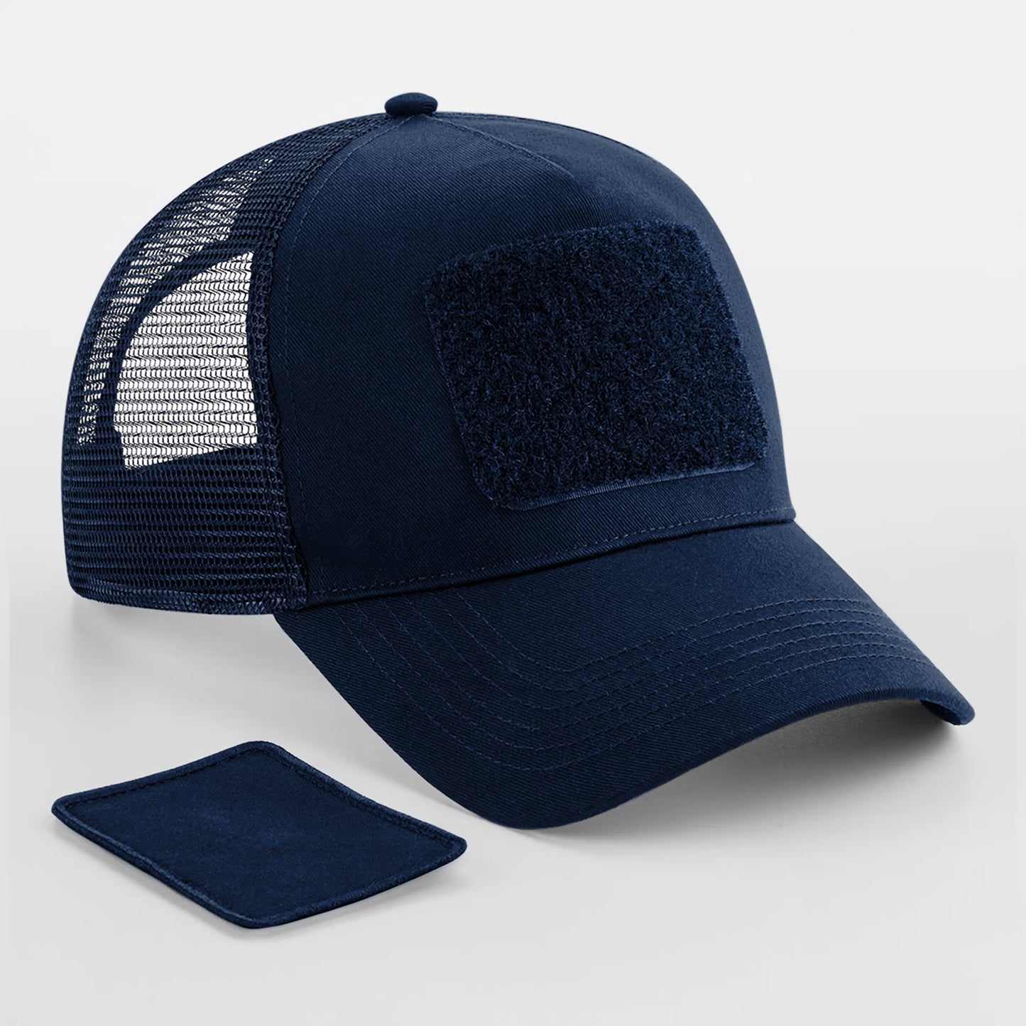 Mesh cap with removable patch