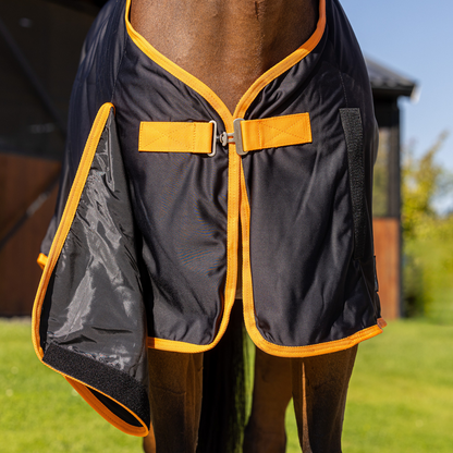 Fleece shine Werbedecke - schwarz/orange