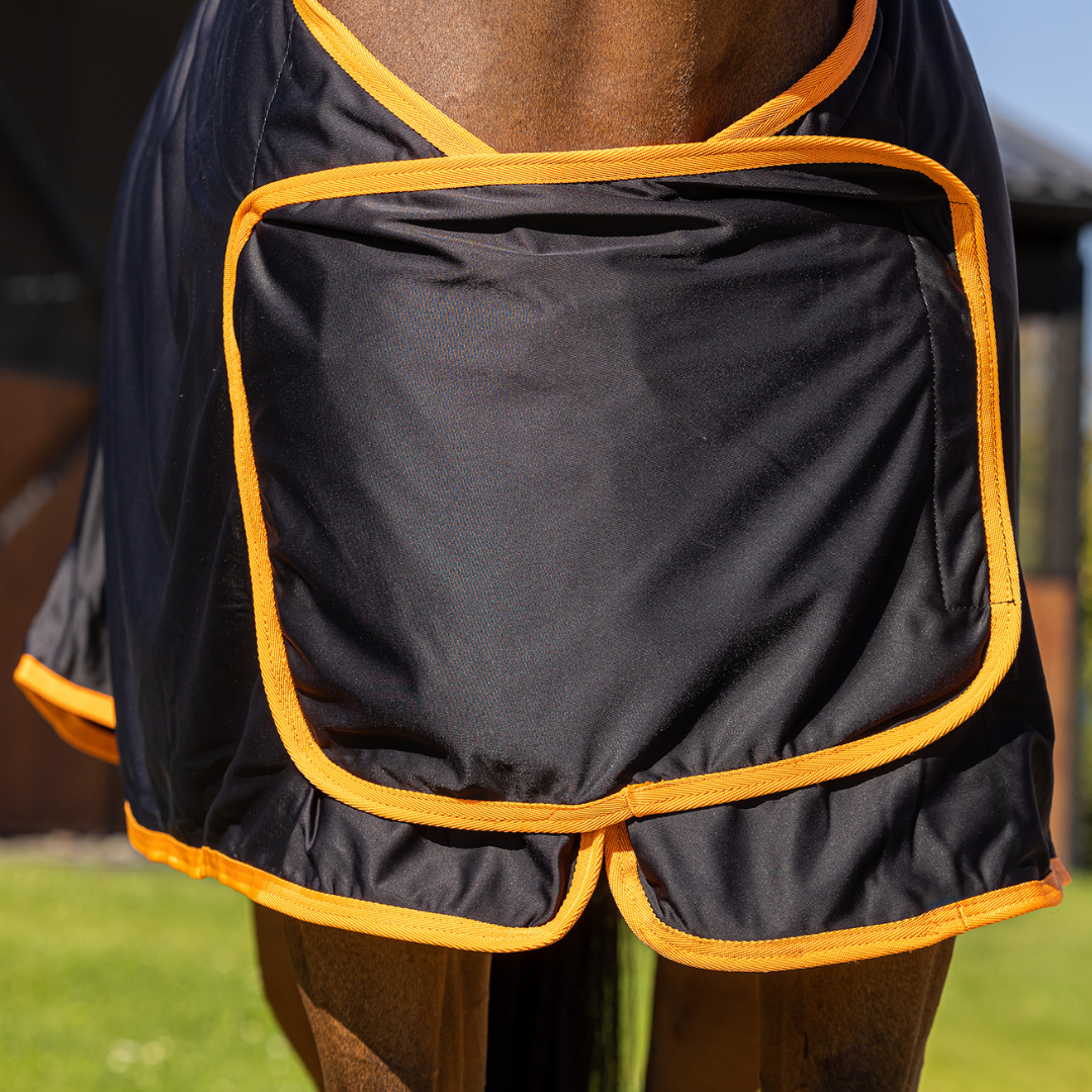 Fleece shine Werbedecke - schwarz/orange