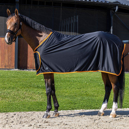 Fleece shine Werbedecke - schwarz/orange