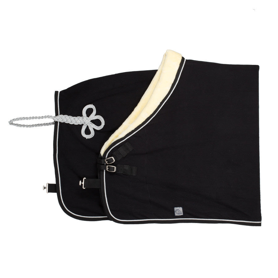 Fleece teddy collar & silver cord - black