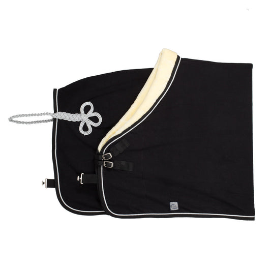 Fleece teddy collar & silver cord - black