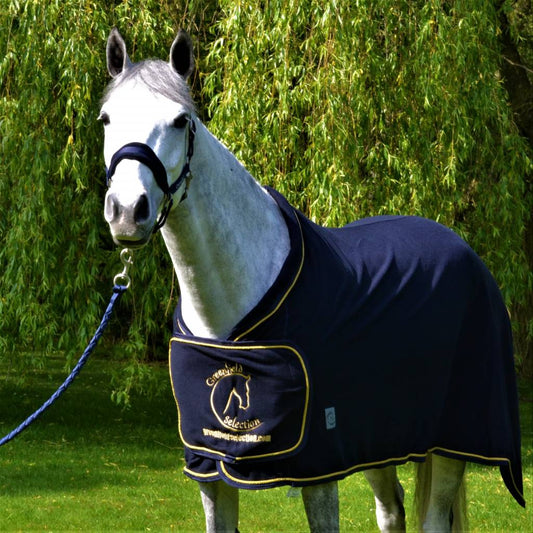 Fleece-Werbedecke - Marineblau/Marineblau-Gold mit GF-Logo