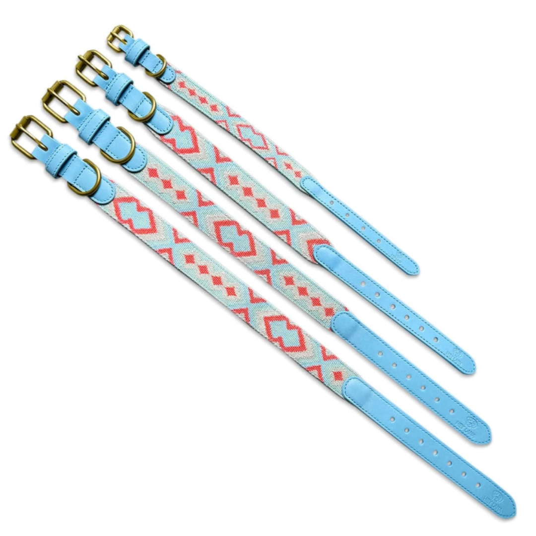 Dog collar - Coral/Blue