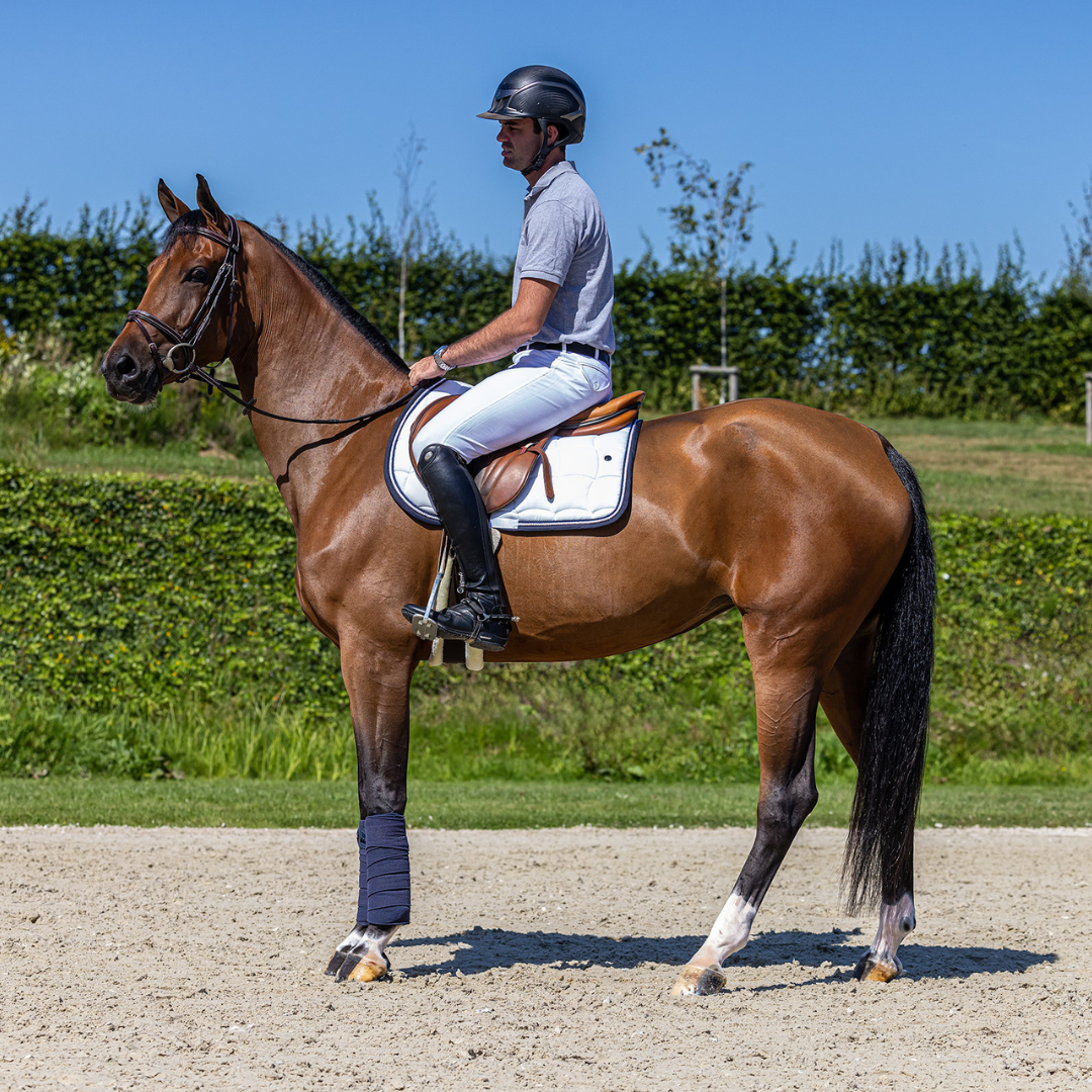 Tapis de selle Classic – blanc/bleu marine-blanc/bleu marine