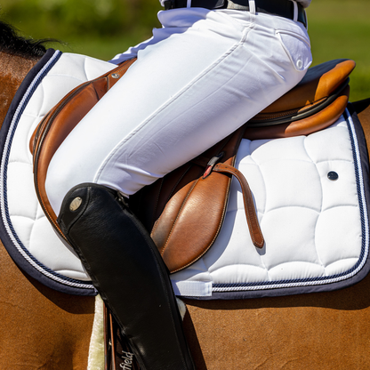 Tapis de selle Classic – blanc/bleu marine-blanc/bleu marine