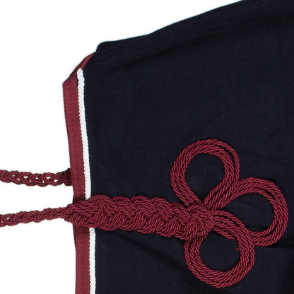 Fleece deken - blauw/bordeaux - wit