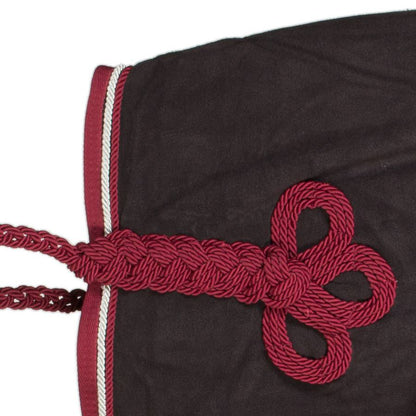 Fleece deken - grijs/bordeaux - zilvergrijs/bordeaux