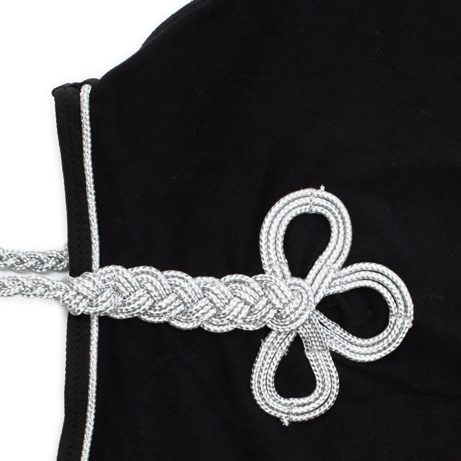 Fleece teddy collar & silver cord - black