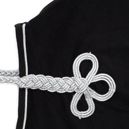 Fleece teddy collar & silver cord - black