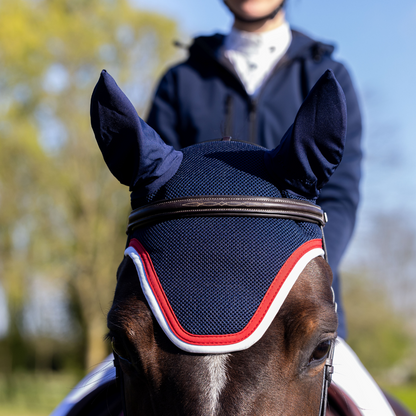 Bonnet en mesh - bleu marine/rouge - blanc