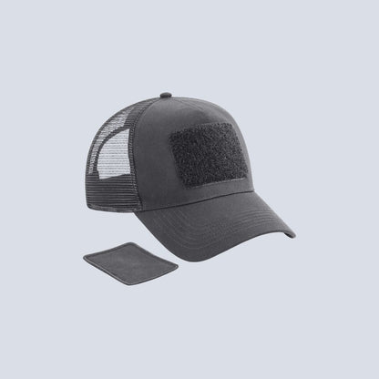 Mesh cap with removable patch