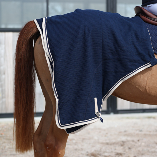 Honeycomb deken - blauw/beige - blauw/beige