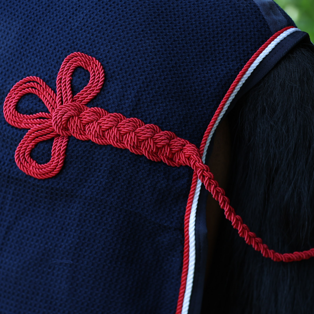 Honeycomb rug - navy/navy-white/red