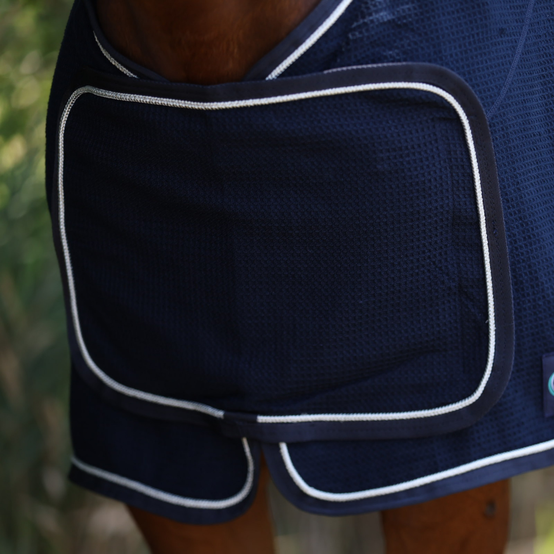Publiciteitsdeken honeycomb - blauw/blauw - zilver