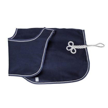 Couvre-reins en laine - bleu marine/bleu marine-gris d'argent 