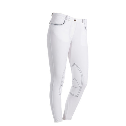 Pantalon d'équitation femme - blanc avec des couture foncé