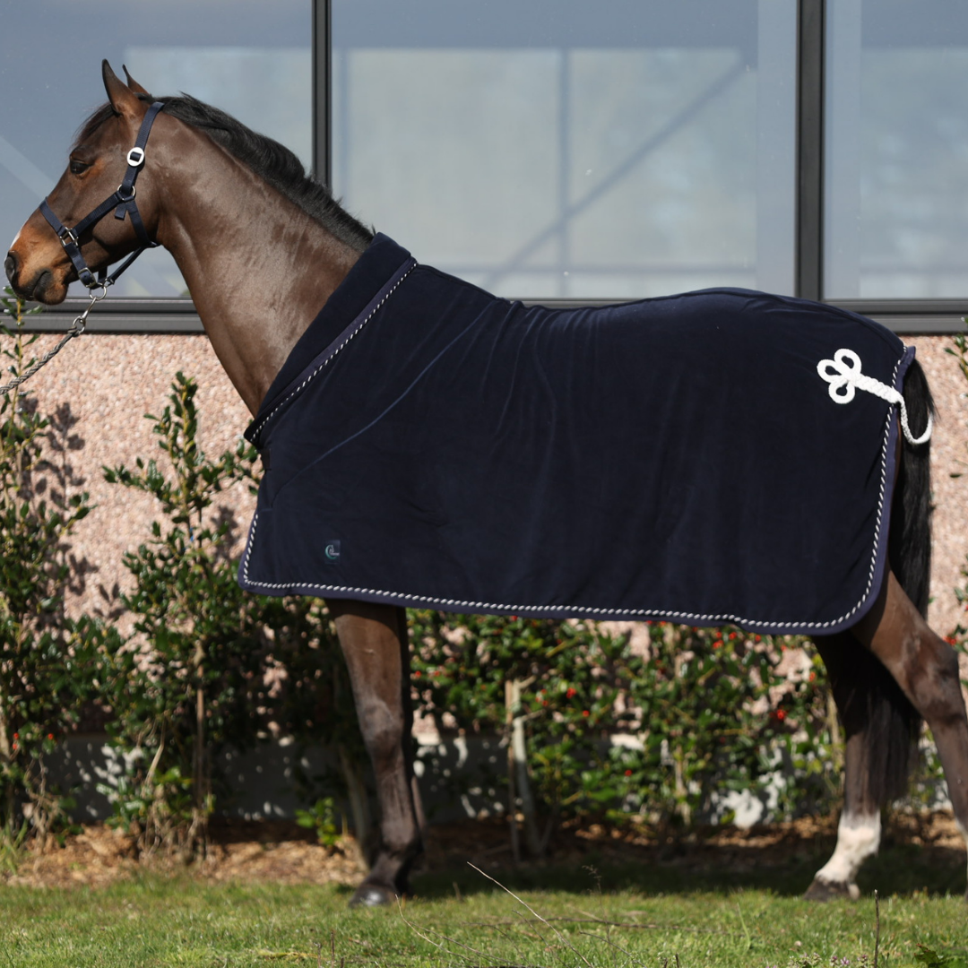 Fleece rug - navy/navy-mix (white)