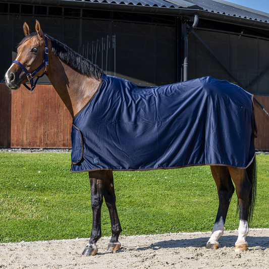 Fleece shine Werbedecke - marine/braun