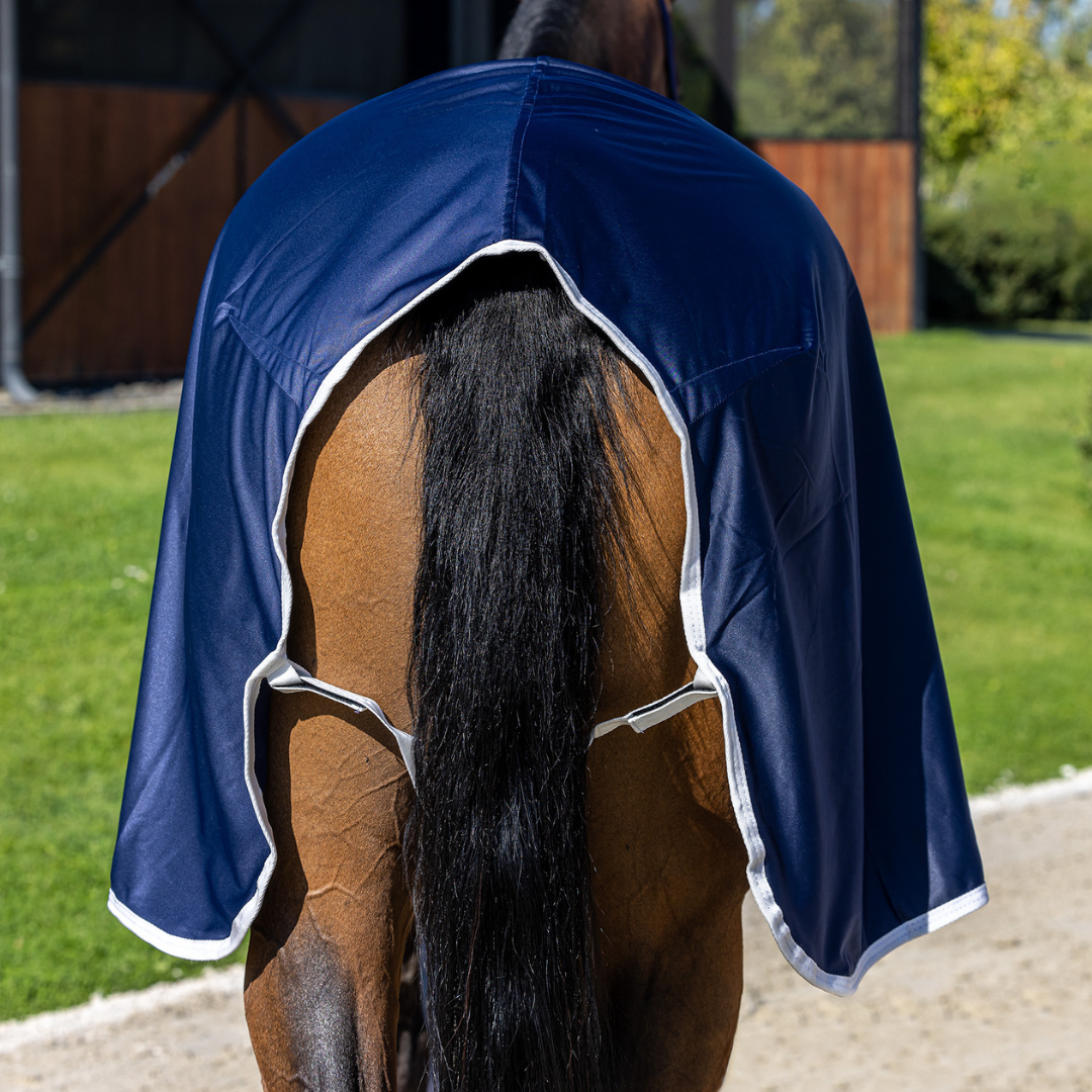 Fleece shine Werbedecke - marine/weiß