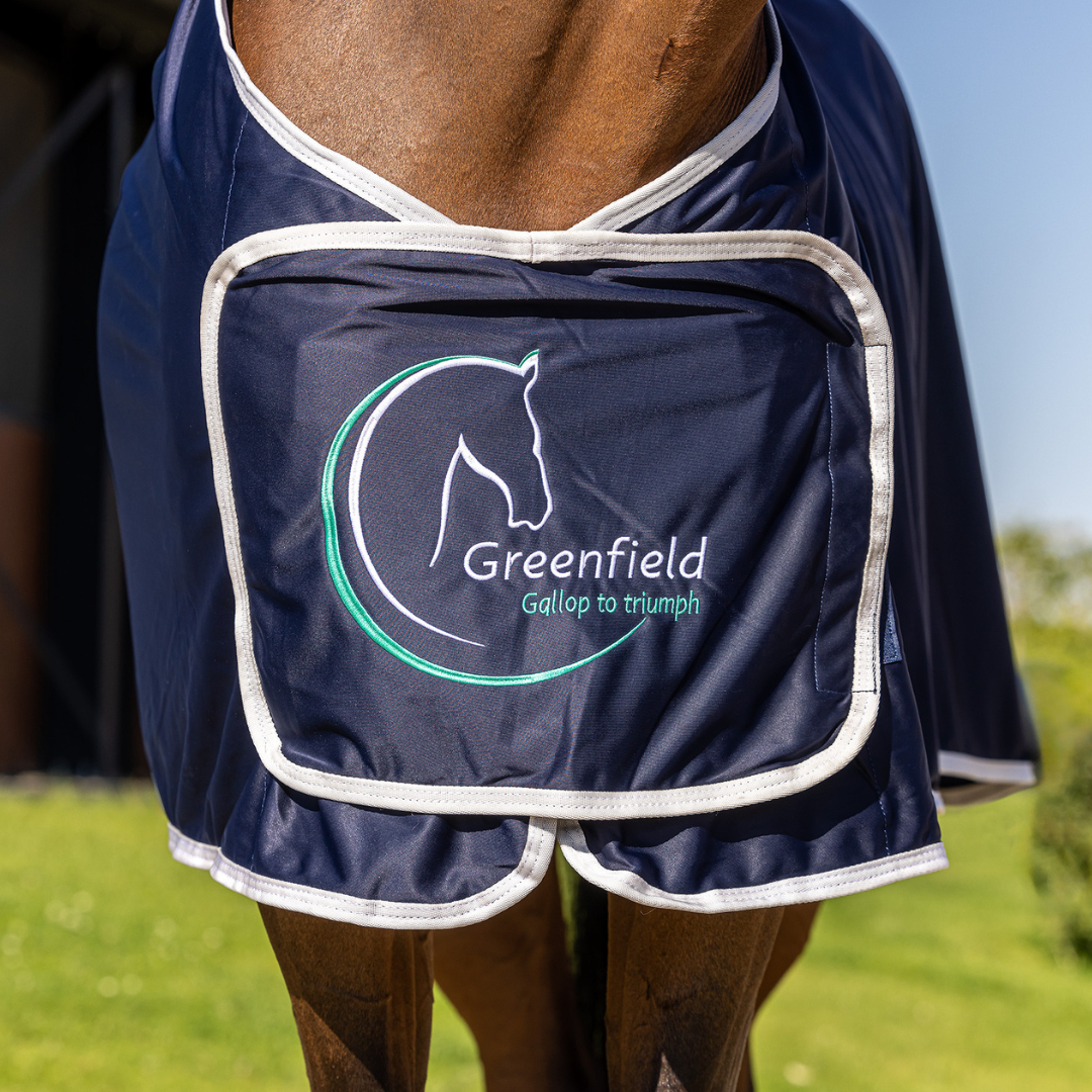 Publicity shine fleece rug - navy/white with GF logo