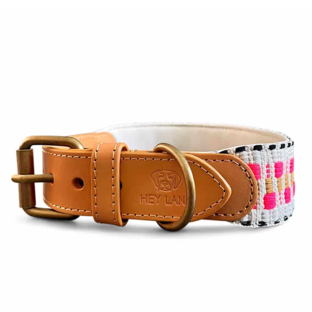 Dog collar - Pink/Beige