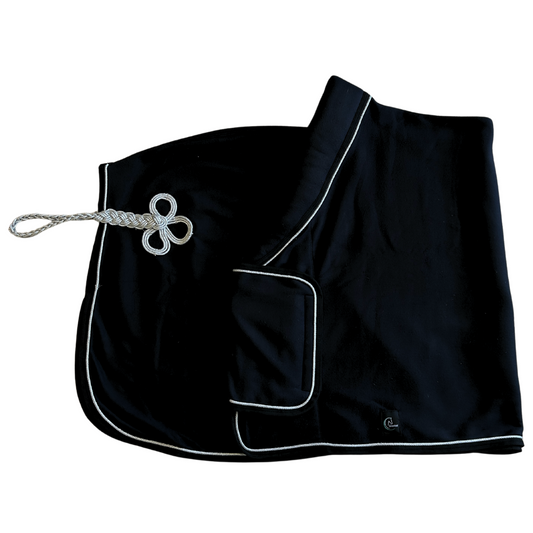 Fleece-Werbedecke - schwarz/schwarz-silber