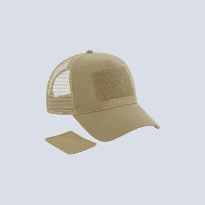 Mesh cap with removable patch