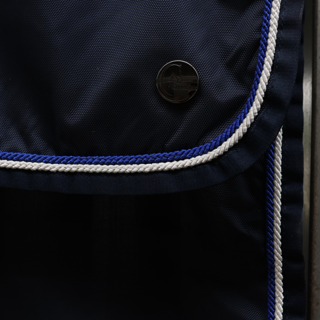 Stable curtain navy/navy - white/royalblue