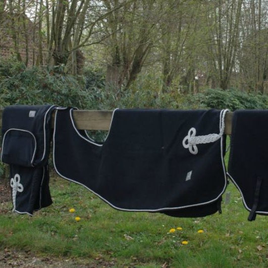 Woll-Reitdecke - schwarz/schwarz-silber