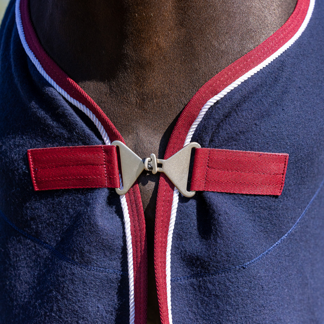 Woolen rug - navy/burgundy-white