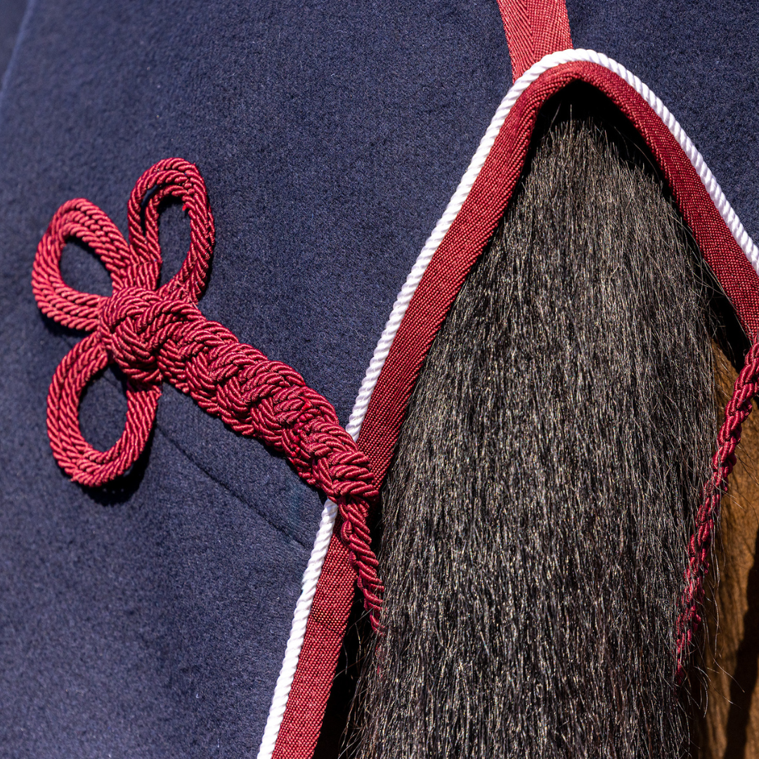 Woolen rug - navy/burgundy-white